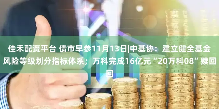 佳禾配资平台 债市早参11月13日|中基协：建立健全基金风险等级划分指标体系；万科完成16亿元“20万科08”赎回