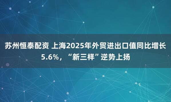 苏州恒泰配资 上海2025年外贸进出口值同比增长5.6%，“新三样”逆势上扬